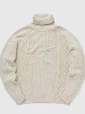 Nike Men's Cream Cable Turtleneck Sweater